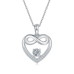 0.5 Carat Round Cut Moissanite Infinite Heart Sterling Silver Necklace
