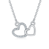 Double Heart Pendant Moissanite Sterling Silver Necklace