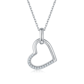 Hollow Heart Shape Pendant Moissanite Sterling Silver Necklace