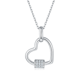 Heart Shape Lock Pendant Moissanite Sterling Silver Necklace