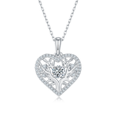 0.5 Carat Round Cut Moissanite Life Tree Heart Shape Sterling Silver Necklace