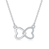 Interlocking Double Heart Pendant Moissanite Sterling Silver Necklace