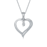 Half Double Layer Heart Shape Pendant Moissanite Sterling Silver Necklace
