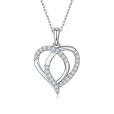 Interlaced Heart Shape Pendant Moissanite Sterling Silver Necklace