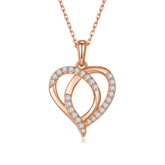 Interlaced Heart Shape Pendant Moissanite Sterling Silver Necklace