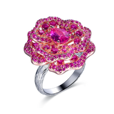 Lab-Created Ruby Rose Sterling Silver Ring