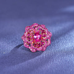 Lab-Created Ruby Rose Sterling Silver Ring