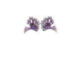 Fish Fin Purple Enamel Silver Stud Earrings