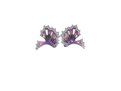 Fish Fin Purple Enamel Silver Stud Earrings