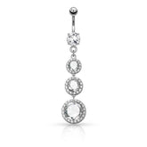 Surgical Steel 3 Layer Large CZ Drop CZ Dangle Belly Button Ring