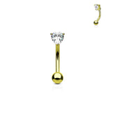 Surgical Steel Prong Set 3mm Heart CZ Curved Barbell