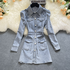 Hoobd Blue On-trend Multi Pocket Denim Mini Dress