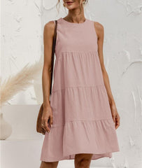 Cotton Loose Solid Midi Dress