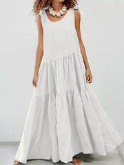 Linen Cotton Large Swing Sleeveless Loose Casual Maxi Dress