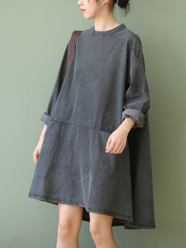 Urban Split-Joint A-Line Long Sleeves Mini Dress