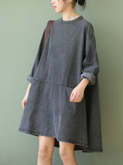 Urban Split-Joint A-Line Long Sleeves Mini Dress