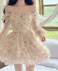 Sweet Elegant Floral Chiffon Dress