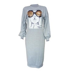Hoobd Bubble Sleeve Beaded Sequin Dress