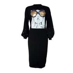 Hoobd Bubble Sleeve Beaded Sequin Dress