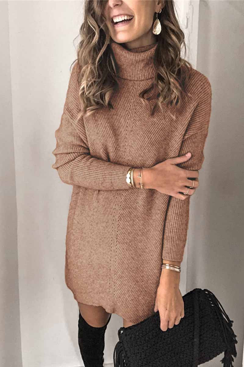 Hoobd Casual Turtleneck Midi Dress