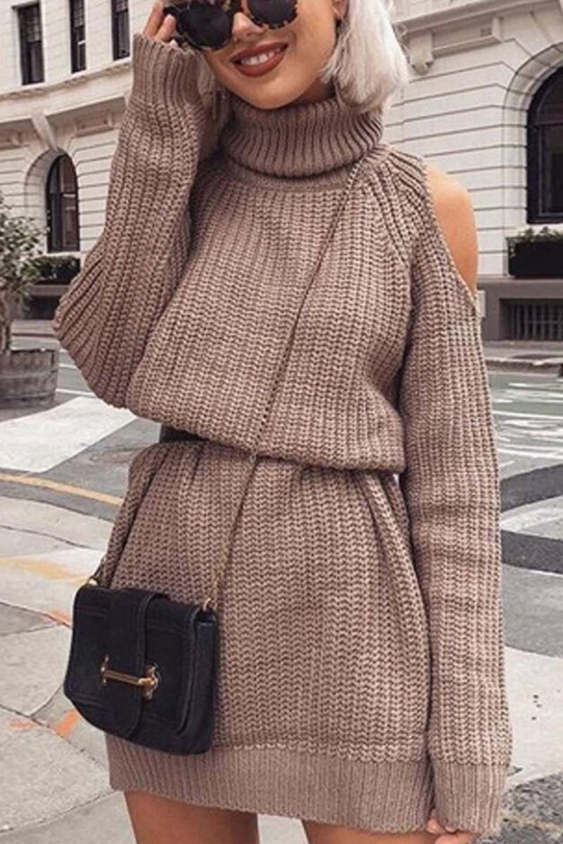 Hoobd High Collar Dew Shoulder Sweater
