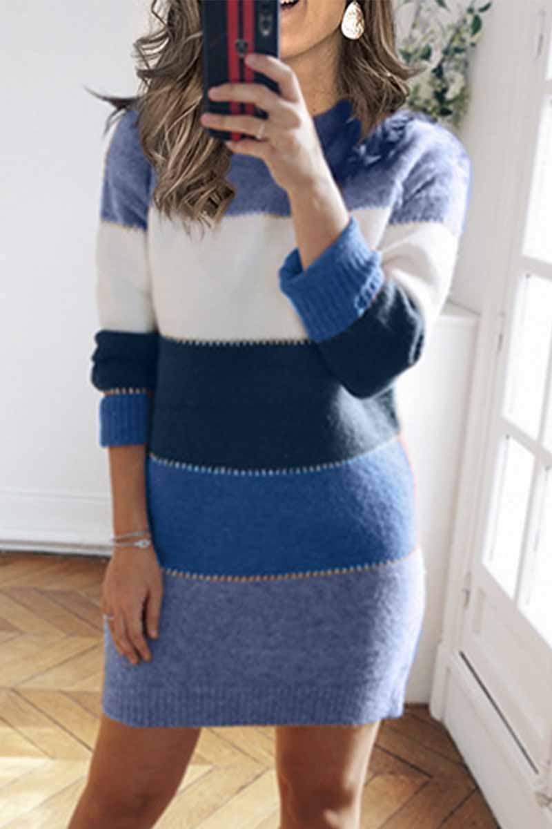Hoobd Splicing Casual Contrast Mini Dress(3 colors)