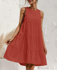 Cotton Loose Solid Midi Dress