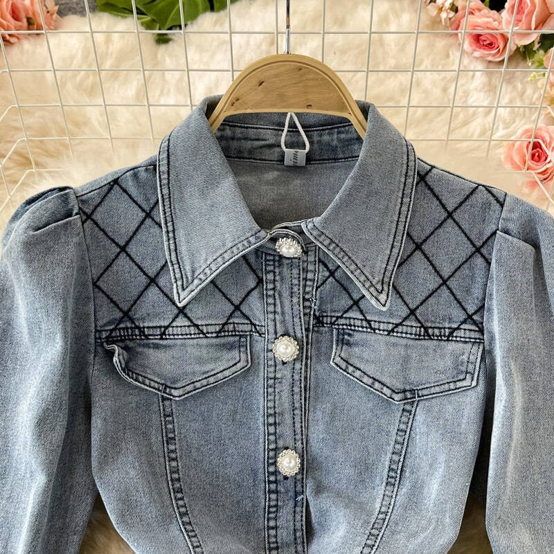Hoobd Blue On-trend Multi Pocket Denim Mini Dress