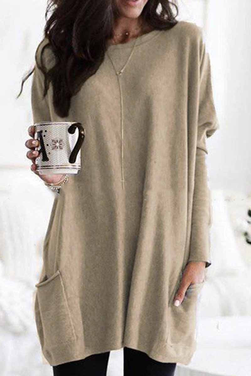 Hoobd Long Sleeve Casual Mini Skirt With Pockets(3 Colors)