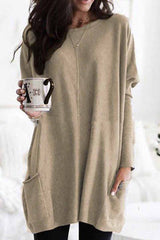 Hoobd Long Sleeve Casual Mini Skirt With Pockets(3 Colors)