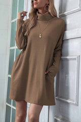 Hoobd Solid Color Round Neck Dress(4 Colors)