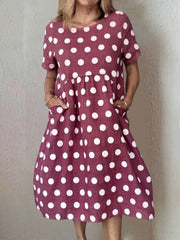 Women Polka Dots Pockets Casual Summer Women Dress