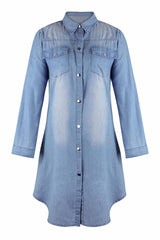 Hoobd Buttoned Pockets Design Denim Dress