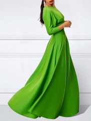 Loose Three-Quarter Sleeves Solid Color Off-The-Shoulder Maxi Dresses