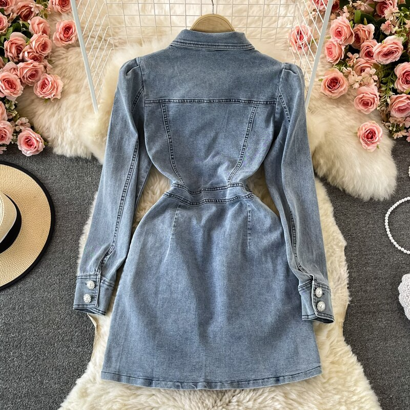 Hoobd Blue On-trend Multi Pocket Denim Mini Dress