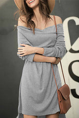 Hoobd Solid Color Leaky Shoulder Sexy Mini Dress