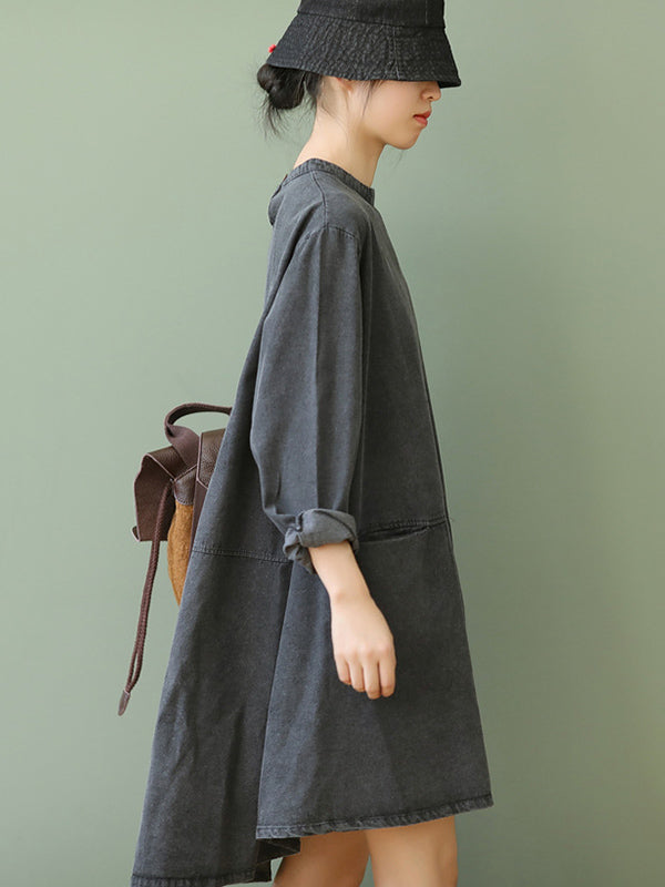 Urban Split-Joint A-Line Long Sleeves Mini Dress