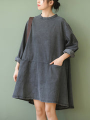 Urban Split-Joint A-Line Long Sleeves Mini Dress