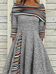 Ethnic Casual Long sleeve Loose Dresse