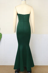 Ink Green Elegant Solid Embroidered Patchwork Strapless Trumpet Mermaid Dresses
