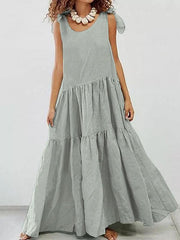Linen Cotton Large Swing Sleeveless Loose Casual Maxi Dress