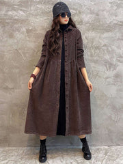 Original Solid Corduroy Lapel Dress