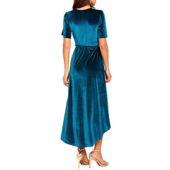 Fashion V Neck Velvet Midi Dress
