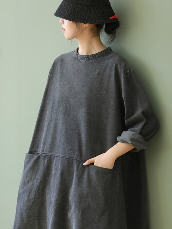 Urban Split-Joint A-Line Long Sleeves Mini Dress