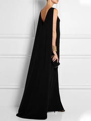 Loose Simple Solid Color Sleeveless V-Back Maxi Dress