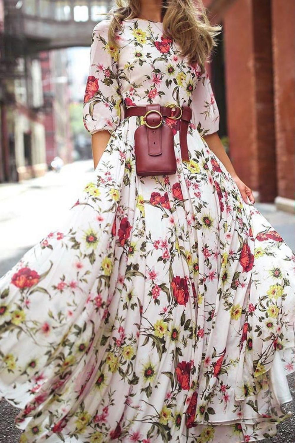 Women's Fashion Printed Chiffon Vacation Dress