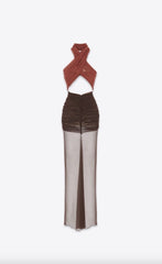 Fantastic Fall 2023 Women High Street Cut Out Twist Bustier Maxi Dress Vocation Party Sexy Halter Neck Ruched Slim Fit Dress