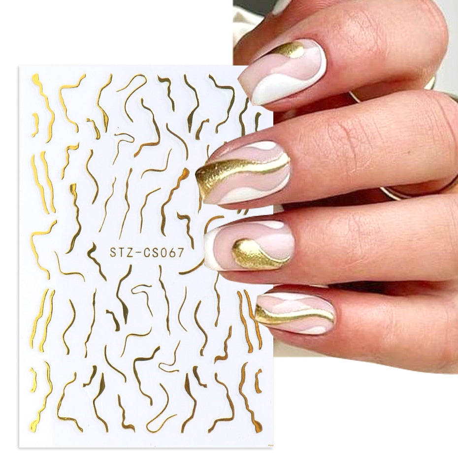 Christmas Nail Sticker 3D Reflective Shiny Glitter Gold Silver Snowflake Elk Bells Decal Slider For Manicure Decoration NLLS-J24