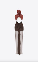 Fantastic Fall 2023 Women High Street Cut Out Twist Bustier Maxi Dress Vocation Party Sexy Halter Neck Ruched Slim Fit Dress
