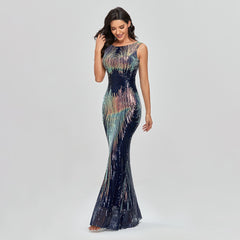 Sleeveless O-neck Evening Party Dress